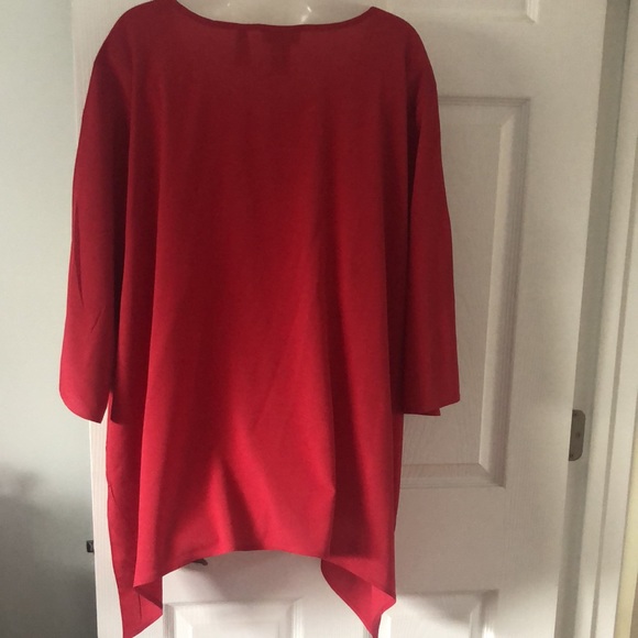 VTG Maggie Barnes Red & Black, Floral & Sequin Decor Blouse Tunic 22/24 WP - Picture 2 of 15